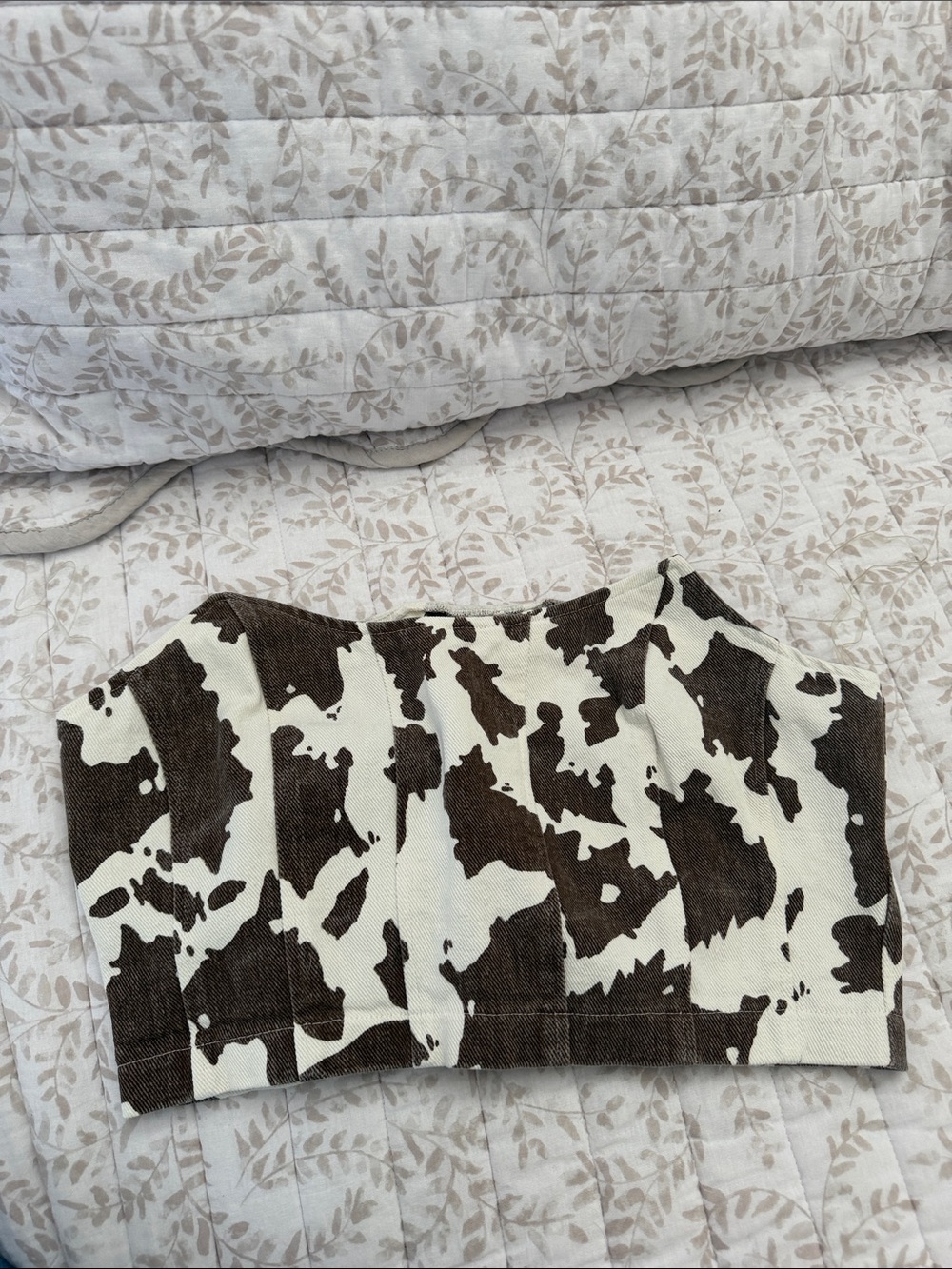 Strapless cow print top